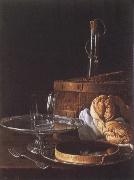 Melendez, Luis Eugenio Still-Life with a Box of Sweets and Bread Twists oil painting artist